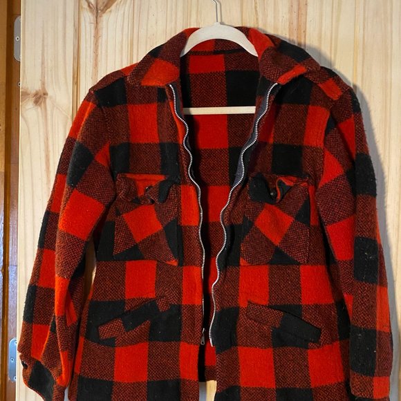 Classic flannel pattern wool zip light jacket, bomber jacket style - Picture 2 of 2
